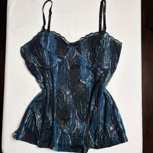 Teal and Black Lace Corset- XXL